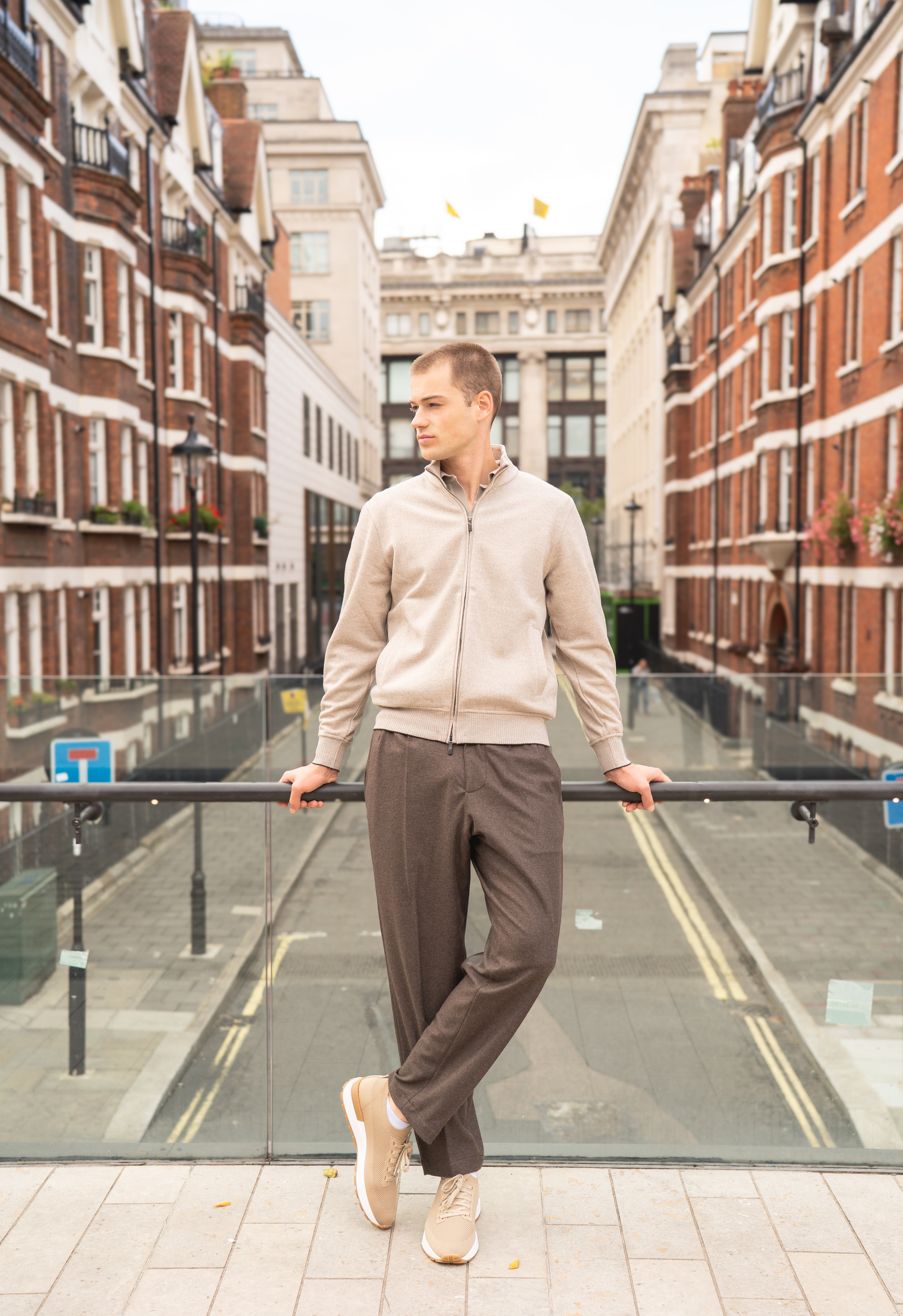 Brown Cashmere Flannel Drawstring Trouser