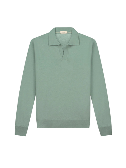 Pistache Cashwool Buttonless Polo LS