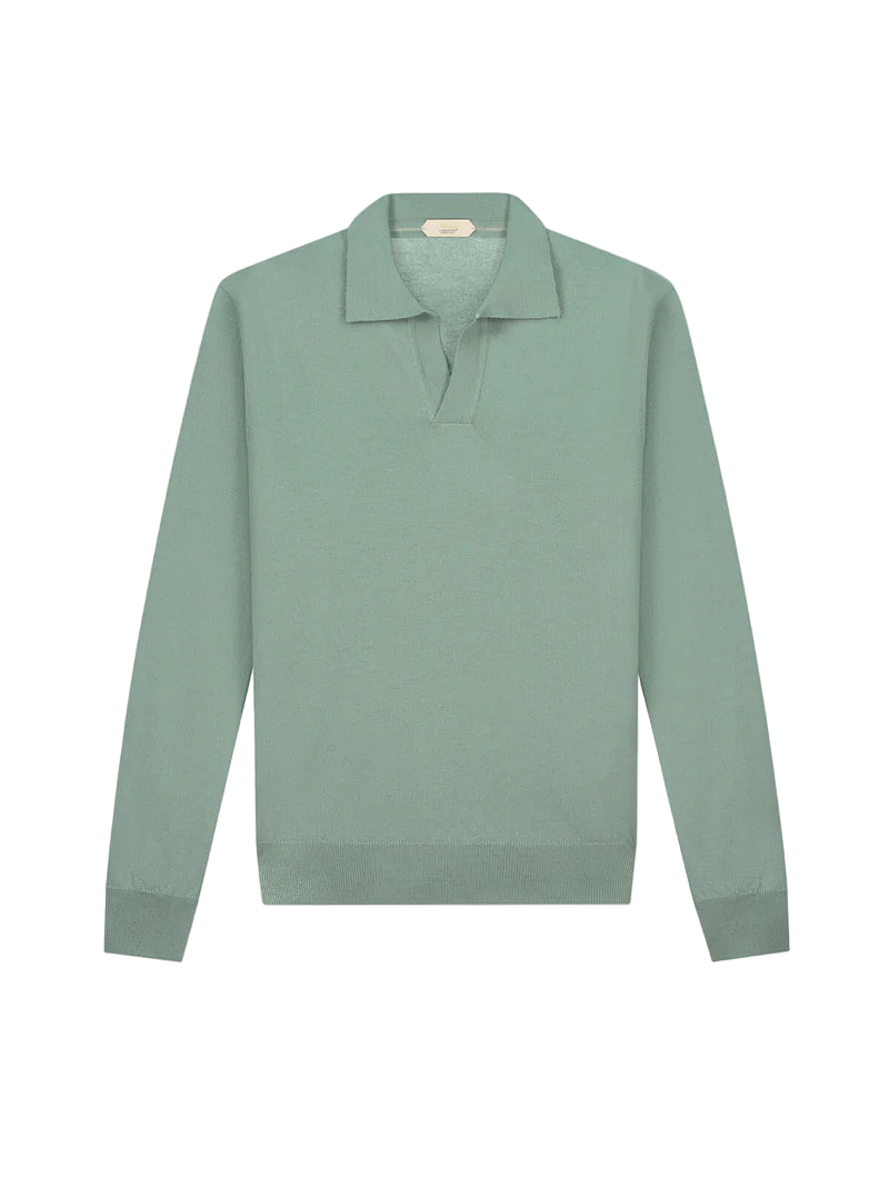 Pistache Cashwool Buttonless Polo LS