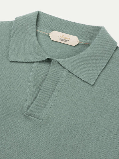 Pistache Cashwool Buttonless Polo LS