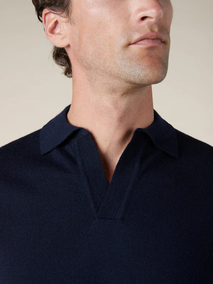 Navy Cashwool Buttonless AUR1 Polo