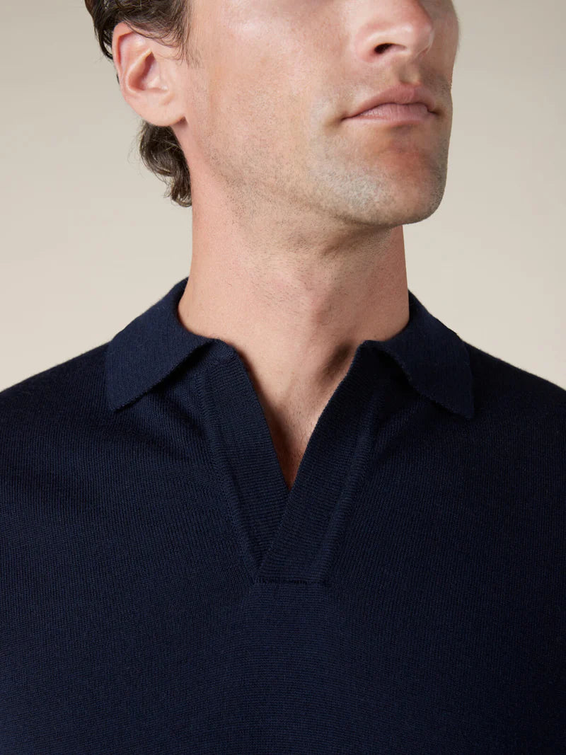 Navy Cashwool Buttonless AUR1 Polo