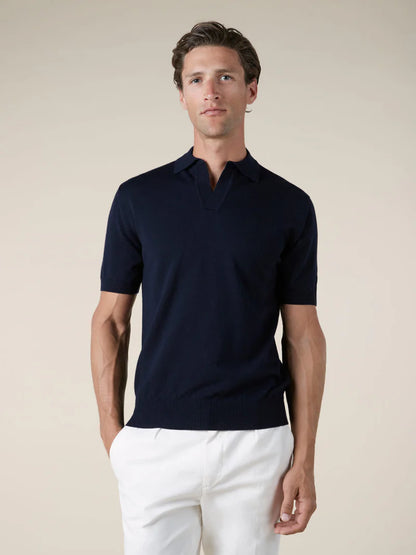 Navy Cashwool Buttonless AUR1 Polo