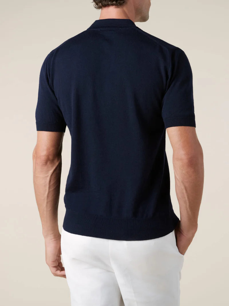 Navy Cashwool Buttonless AUR1 Polo