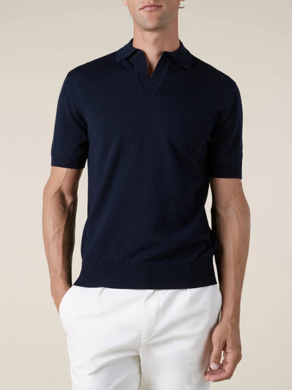 Navy Cashwool Buttonless AUR1 Polo