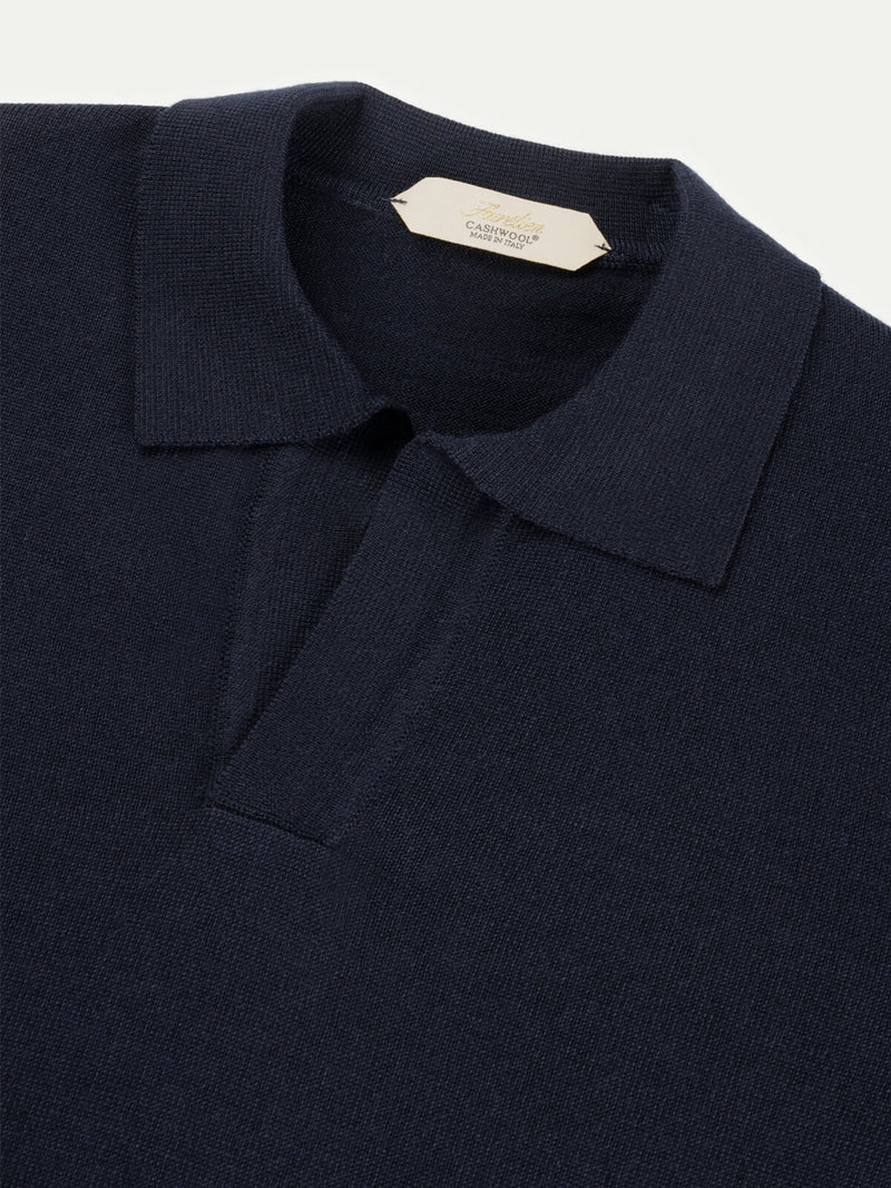 Navy Cashwool Buttonless AUR1 Polo