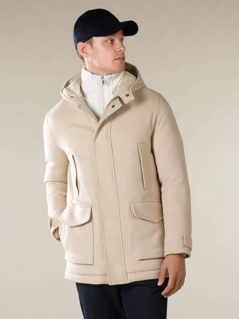 Light Beige Wool/Cashmere Wintertime Parka