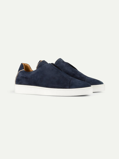 Nubuck Blue Suede Slip-On Sneaker