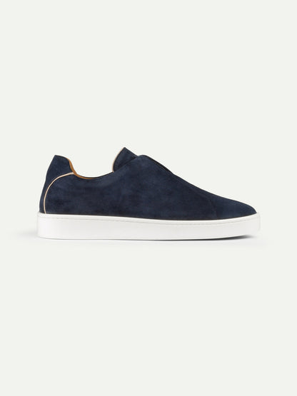 Nubuck Blue Suede Slip-On Sneaker