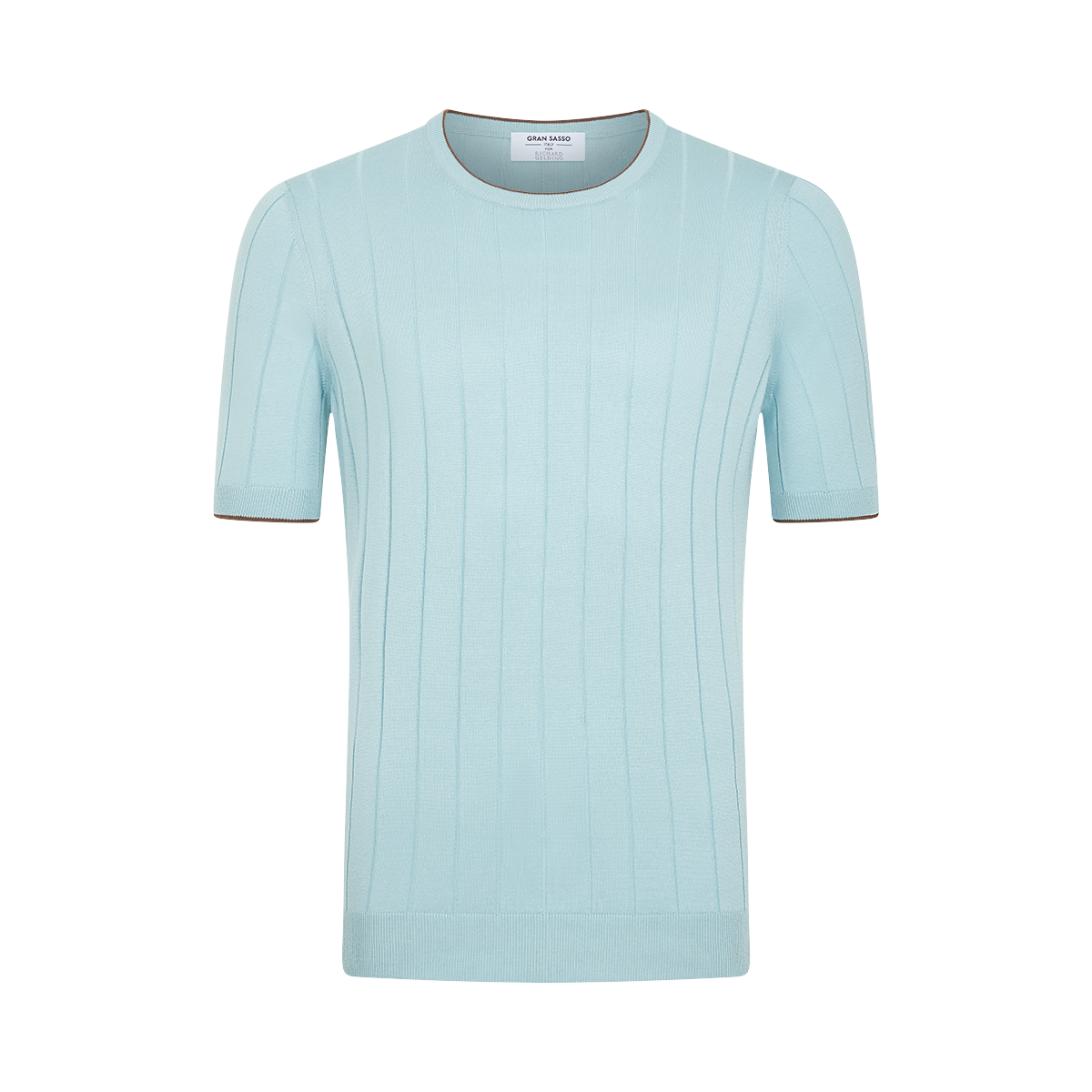 Teal Ribbed Silk T-Shirt