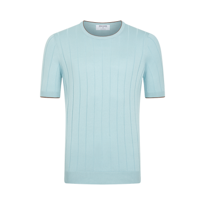 Teal Ribbed Silk T-Shirt