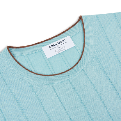 Teal Ribbed Silk T-Shirt