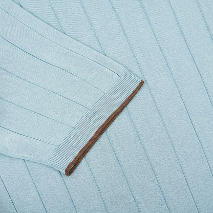 Teal Ribbed Silk T-Shirt