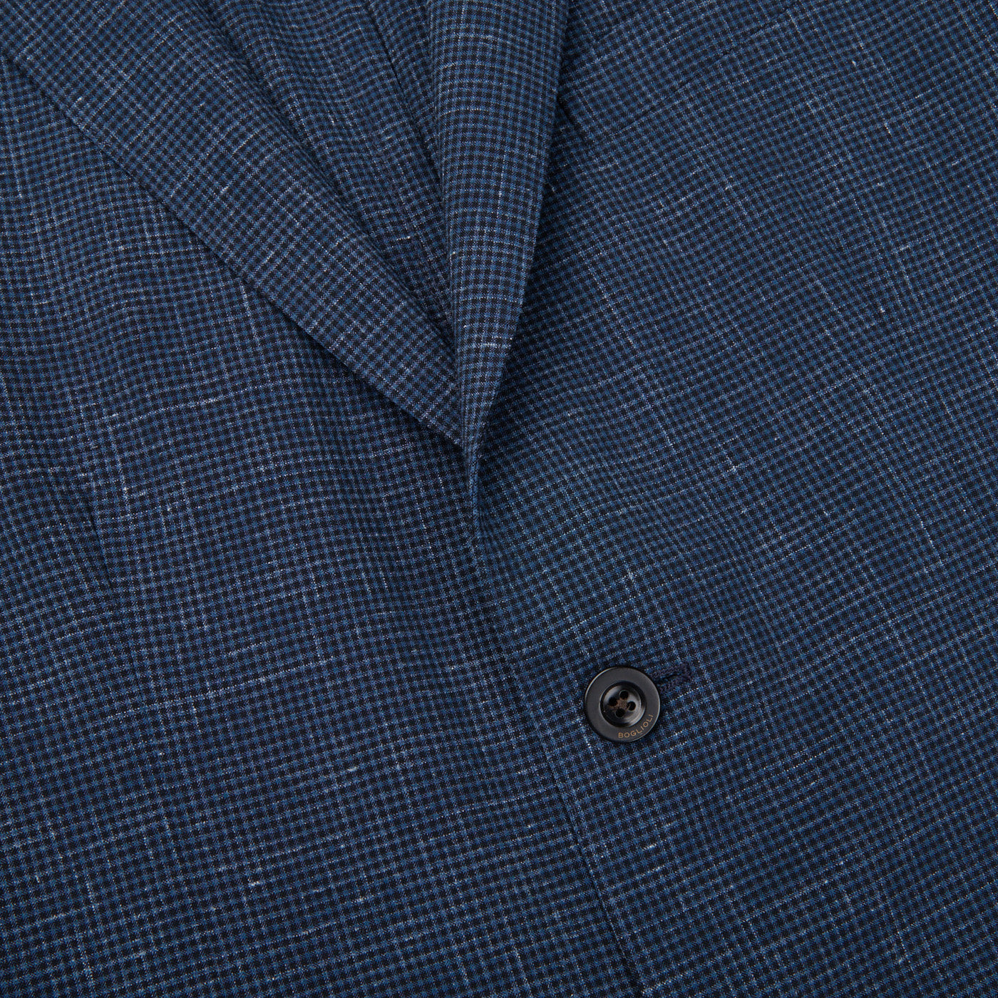 Boglioli Blue Wool Linen Puppytooth K Jacket Closed