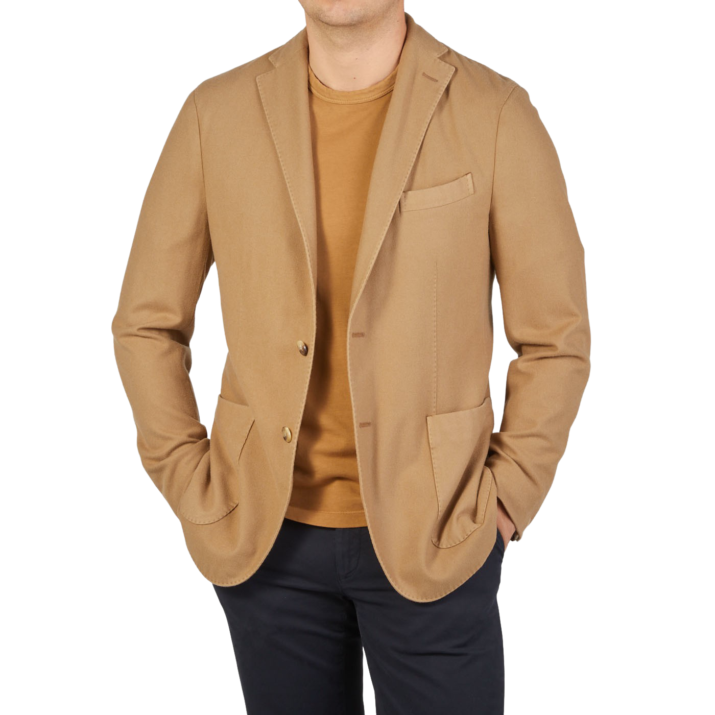 Boglioli Camel Beige Brushed Wool K Jacket Front