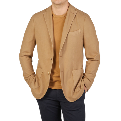 Boglioli Camel Beige Brushed Wool K Jacket Front