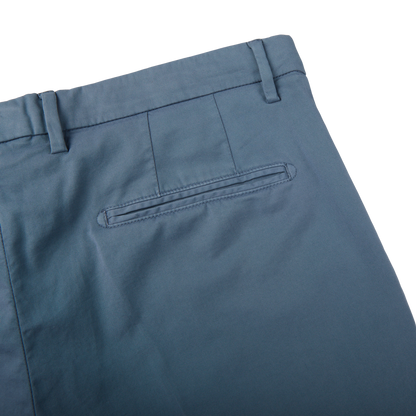Boglioli Indigo Blue Cotton Stretch One Pleat Trousers Pocket