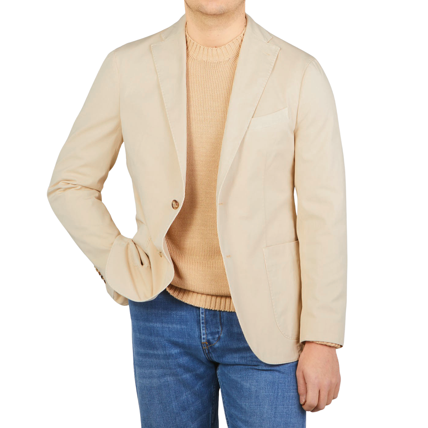 Boglioli Light Beige Washed Cotton K-Jacket Front