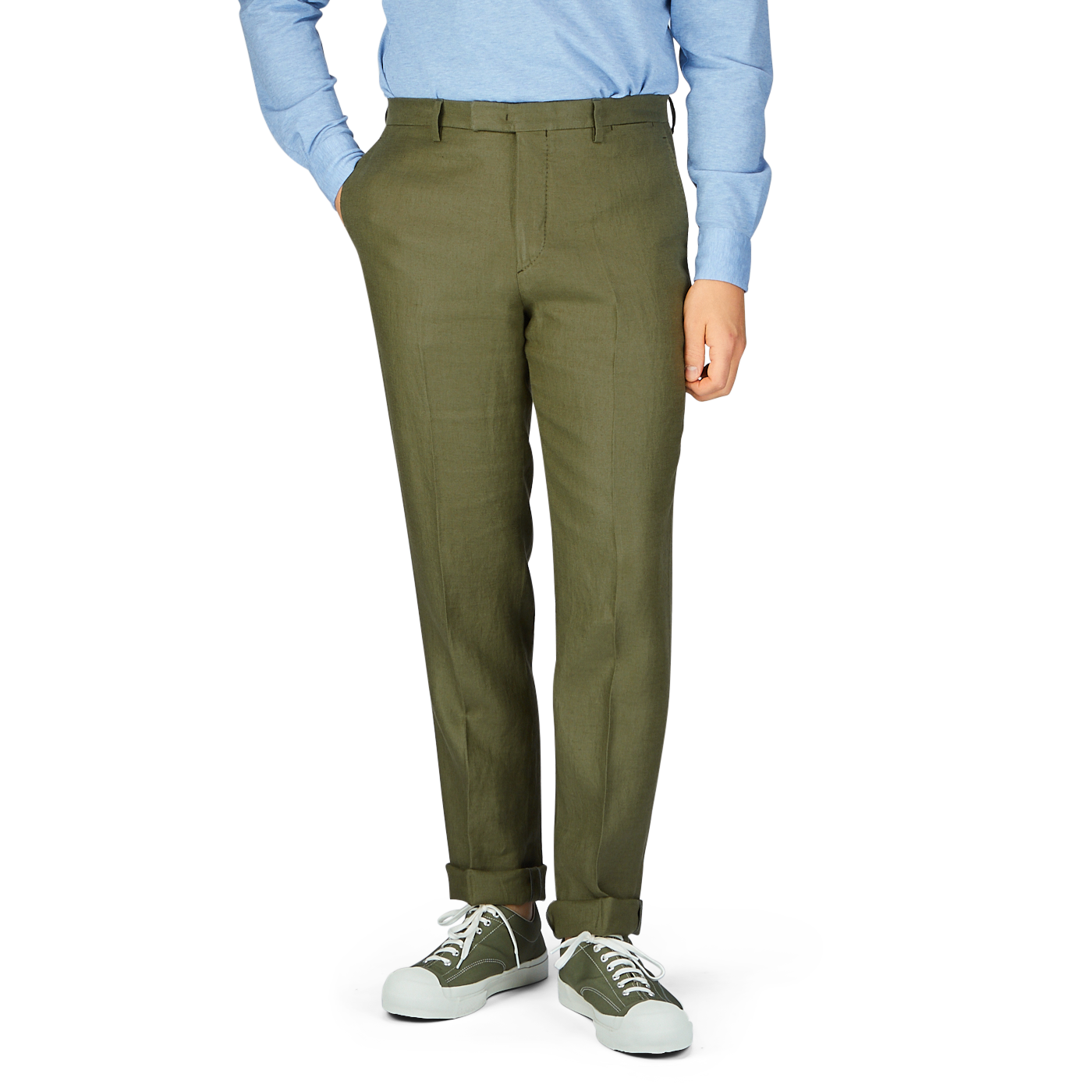Green Washed Irish Linen Trousers