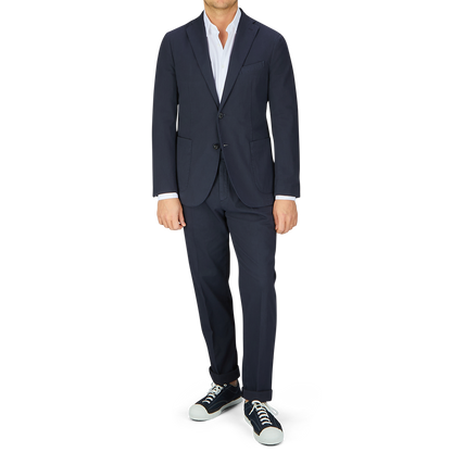 Navy Blue Washed Cotton K Jacket