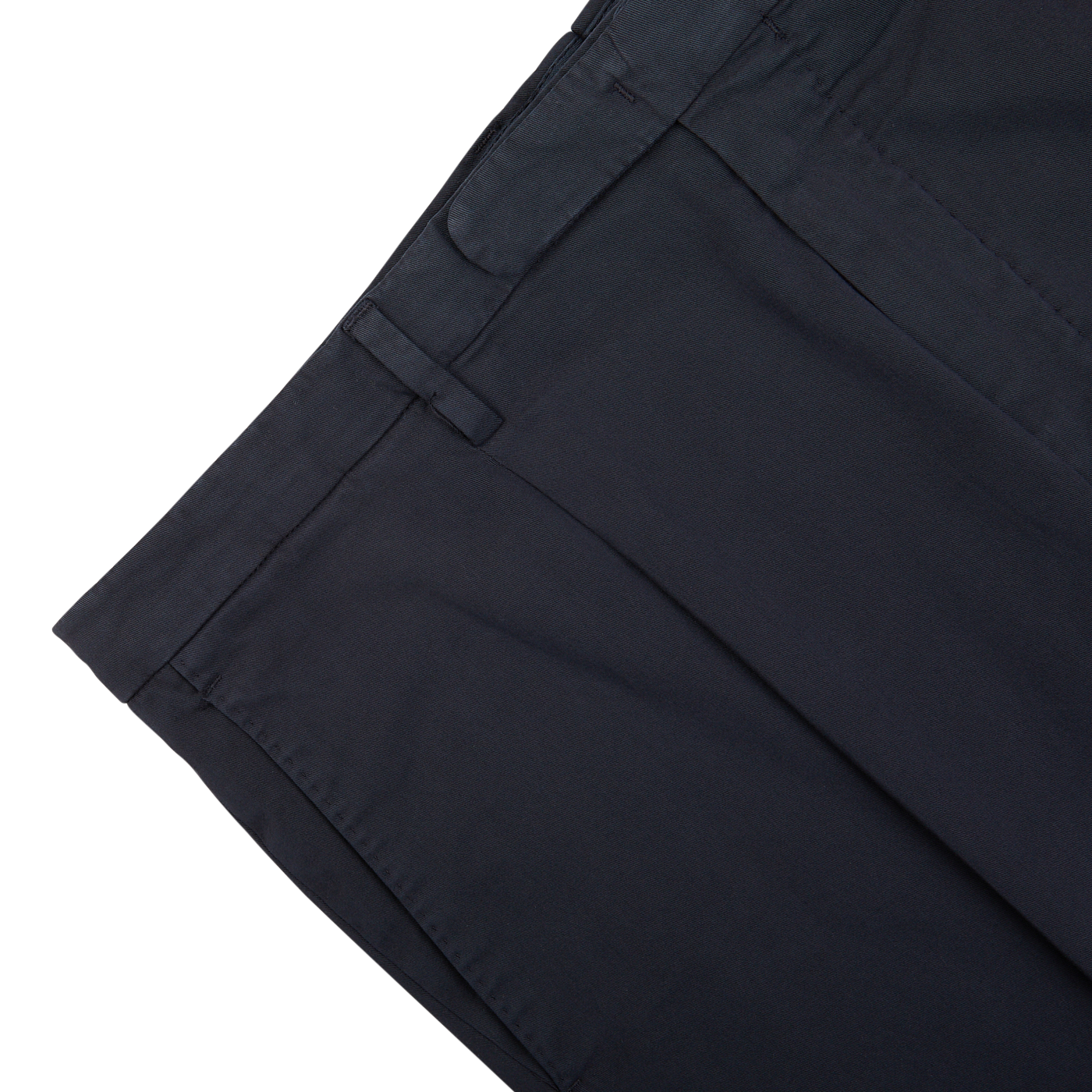 Navy Blue Washed Cotton Pleated Trousers