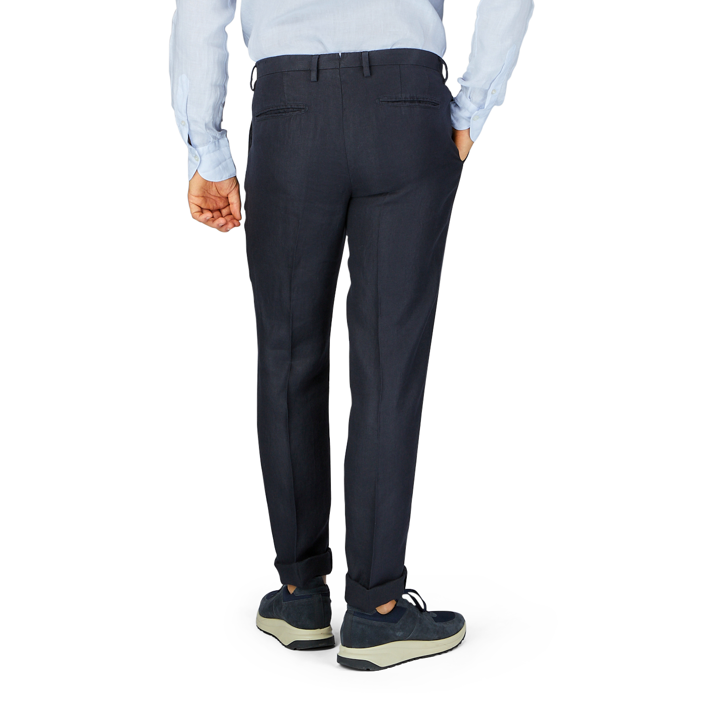 Navy Blue Washed Irish Linen Trousers