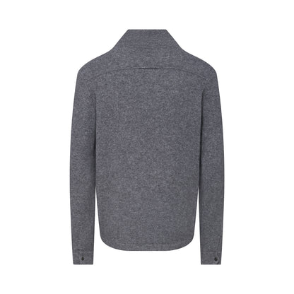 Grey Cashmere/Silk Blend Boucle Polo