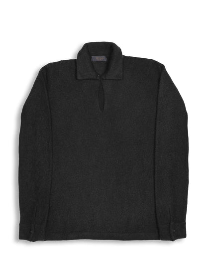 Black Cashmere/Silk Blend Boucle Polo