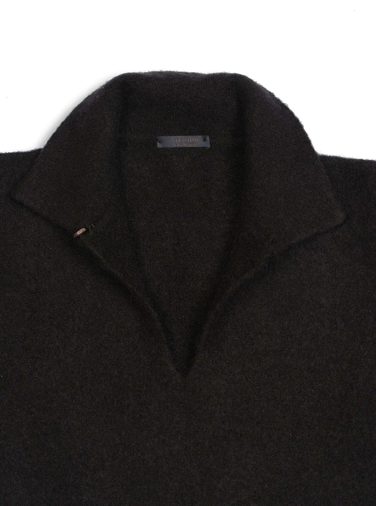 Black Cashmere/Silk Blend Boucle Polo