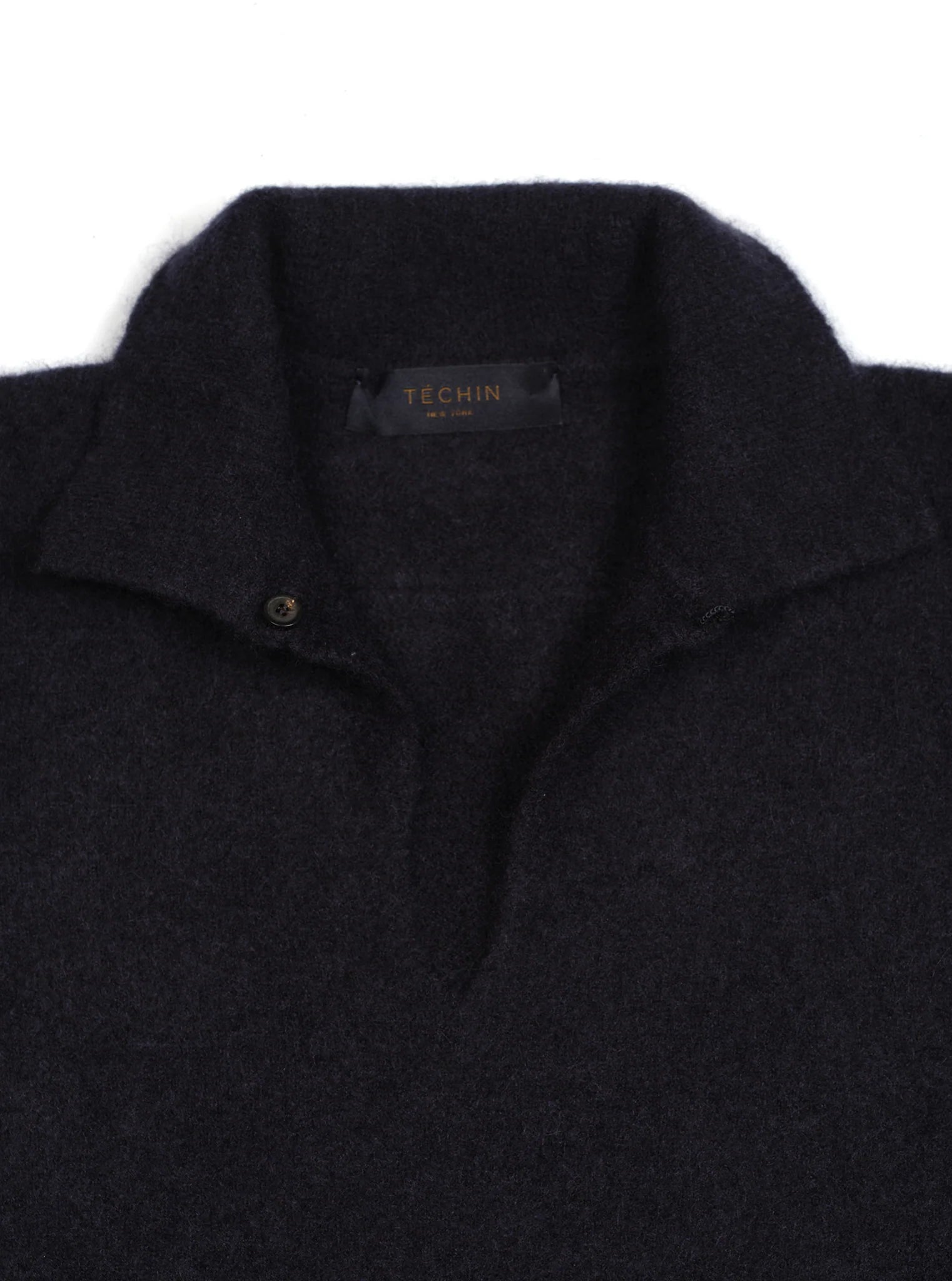 Navy Cashmere/Silk Blend Boucle Polo
