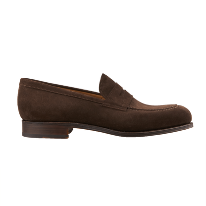 Brown Suede Penny Loafer Shoes Side