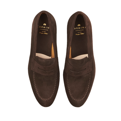 Brown Suede Penny Loafer Shoes Top