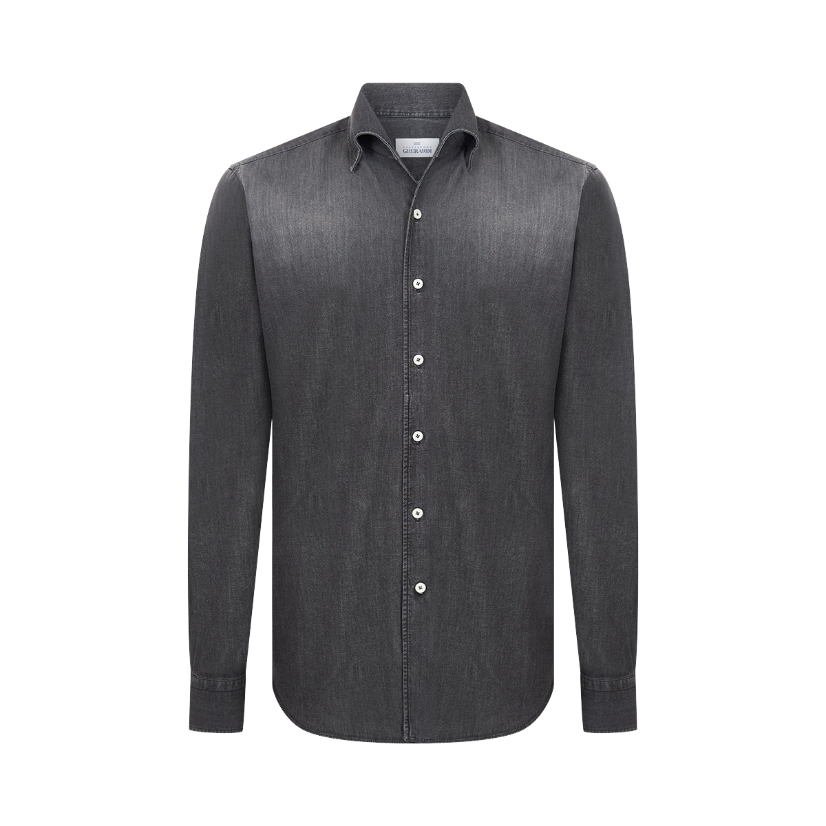 Charcoal Grey Denim Open Collar Casual Shirt