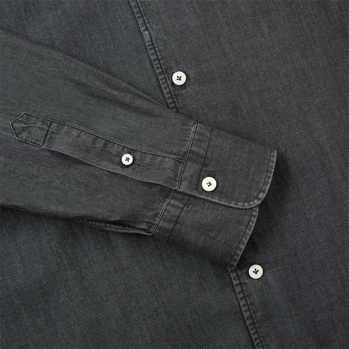 Charcoal Grey Denim Open Collar Casual Shirt