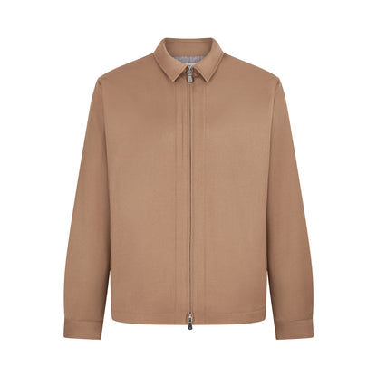 Caramel Nylon Zip Harrington Jacket