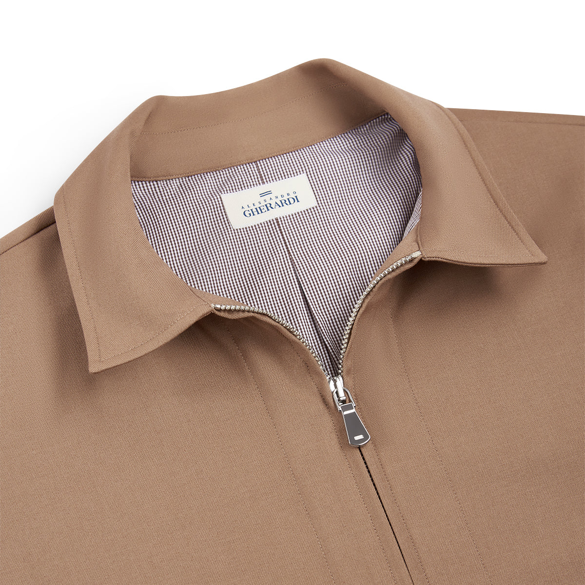 Caramel Nylon Zip Harrington Jacket