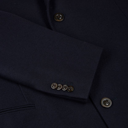 Navy Blue Wool Single Breasted Overcoat