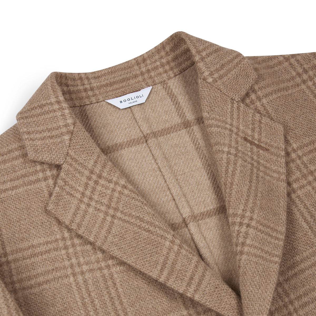 Beige Check Double Face Wool/Cashmere Single Breasted Overcoat