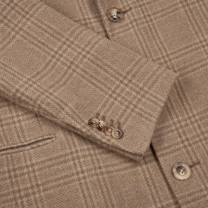 Beige Check Double Face Wool/Cashmere Single Breasted Overcoat