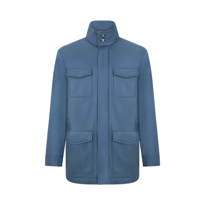 Blue Nylon Four Pocket Field Jacket