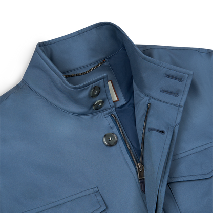 Blue Nylon Four Pocket Field Jacket