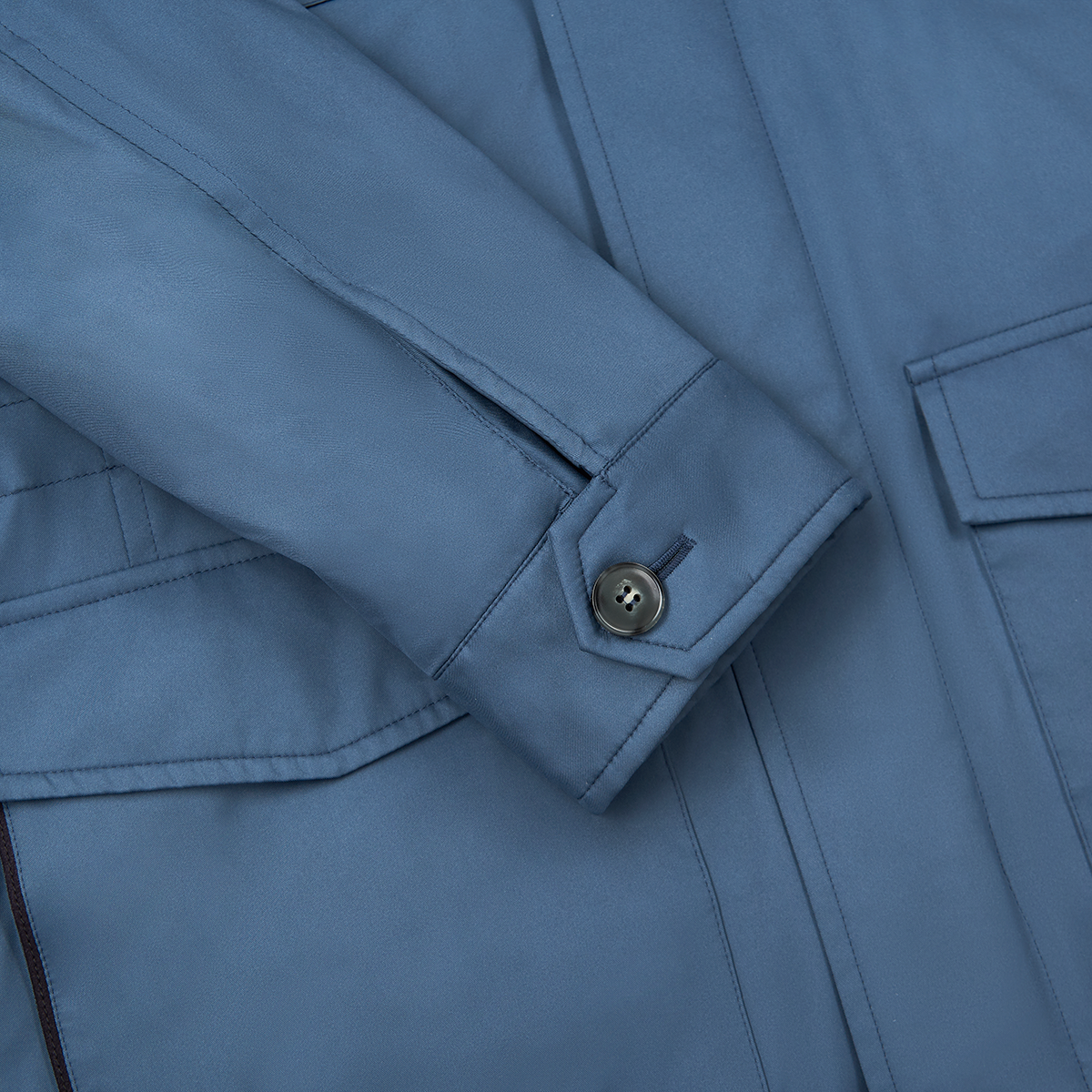 Blue Nylon Four Pocket Field Jacket