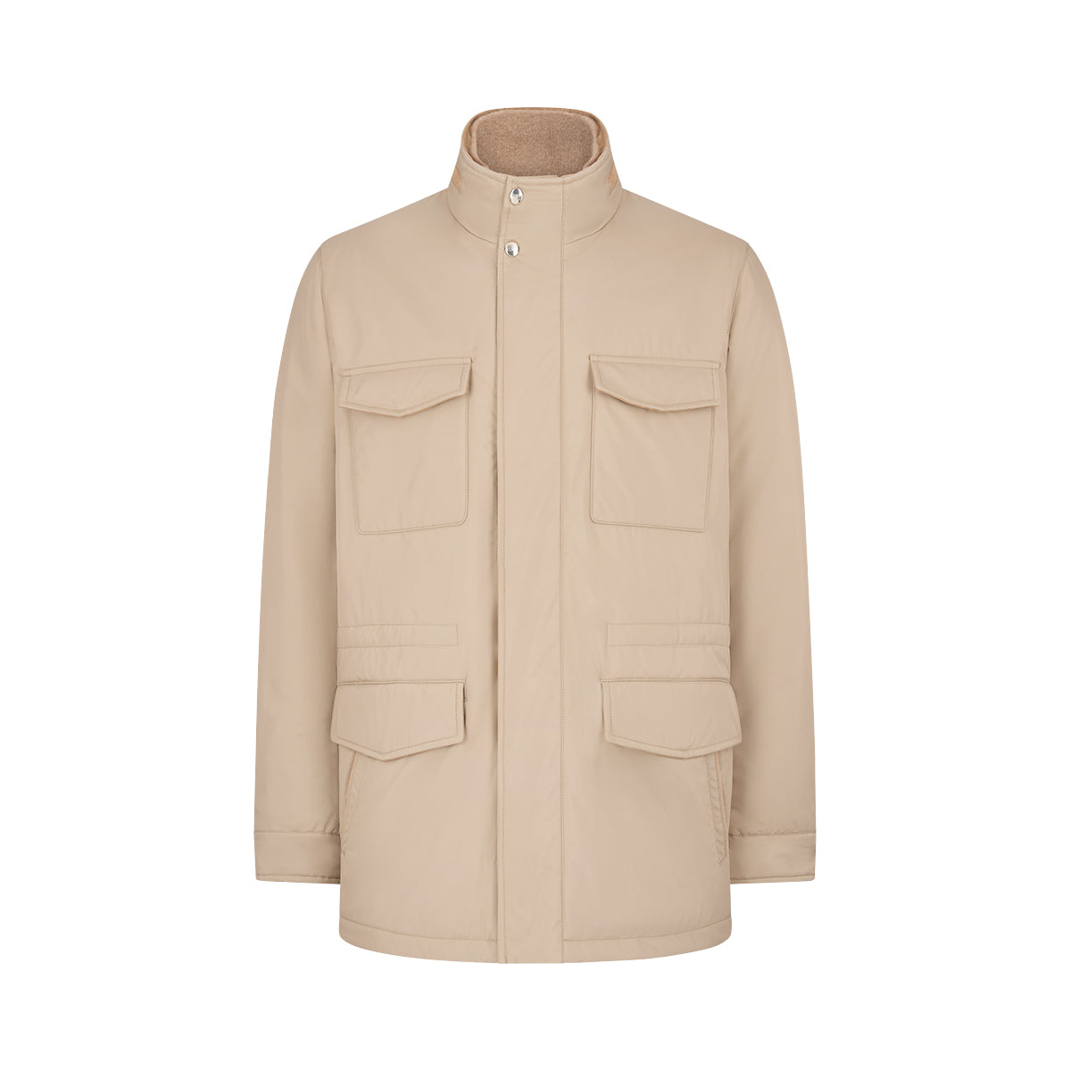 Beige Nylon Padded Field Jacket