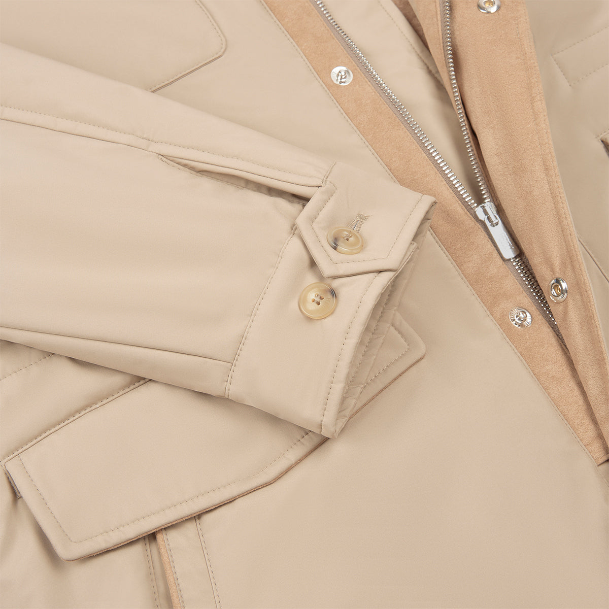 Beige Nylon Padded Field Jacket