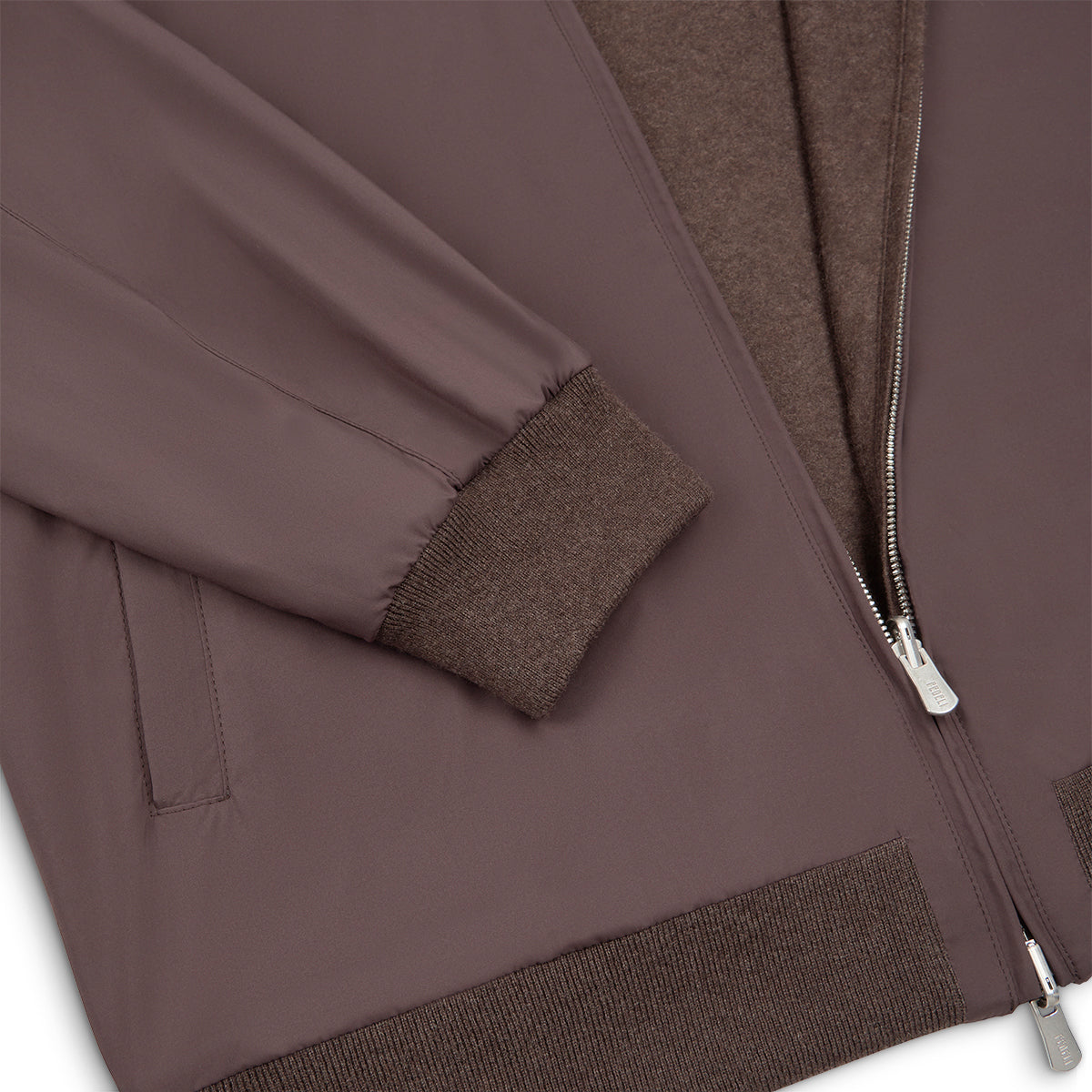 Dark Brown Nylon/Cashmere Reversible Jacket