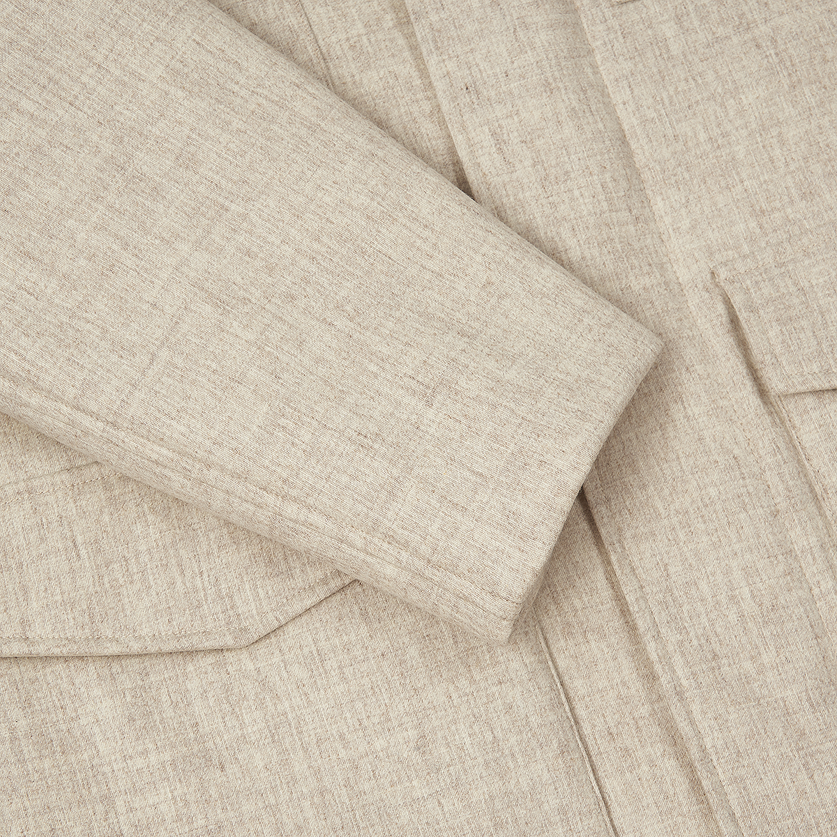 Beige Wool Four Pocket Field Jacket With Faux Fur Collar