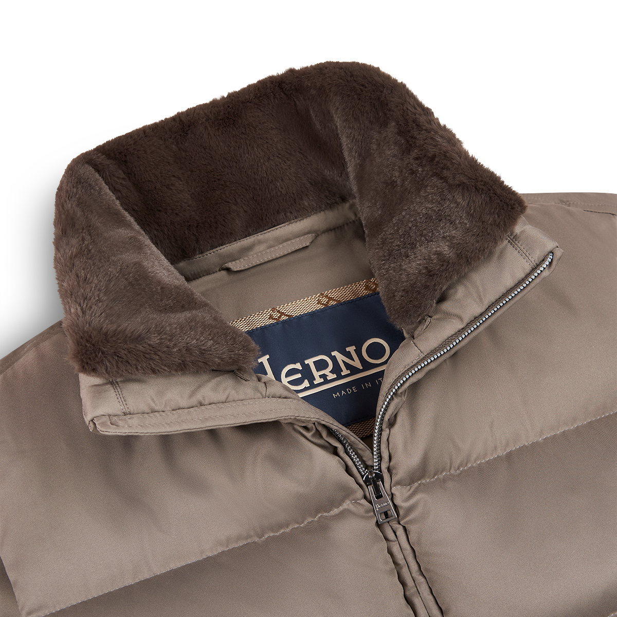 Taupe Polar Tech Padded Gilet With Faux Fur Collar