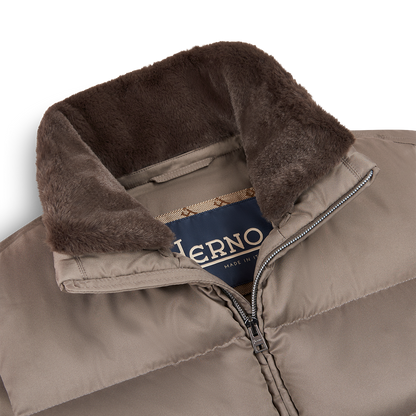 Taupe Polar Tech Padded Gilet With Faux Fur Collar