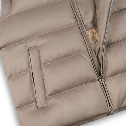 Taupe Polar Tech Padded Gilet With Faux Fur Collar
