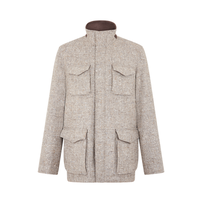 Beige Melange Loro Piana Dream Tweed Field Coat
